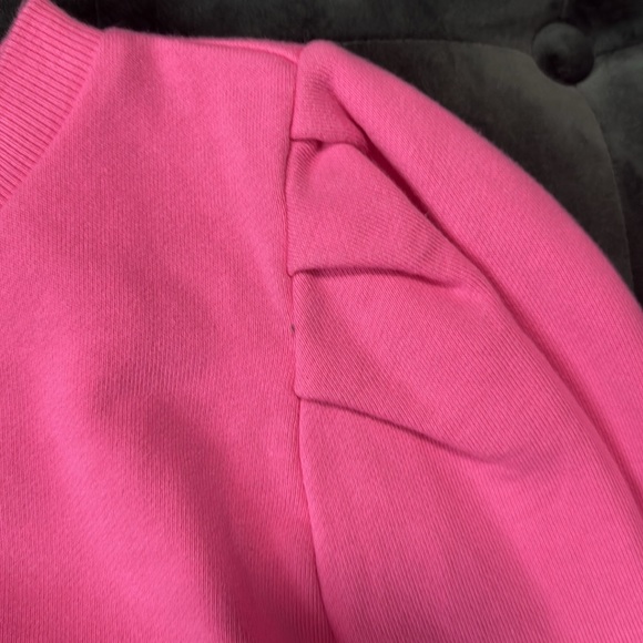 Ann Taylor LOFT, Pink Puff Sleeve Fitted Sweatshirt, Size Medium - Picture 5 of 5